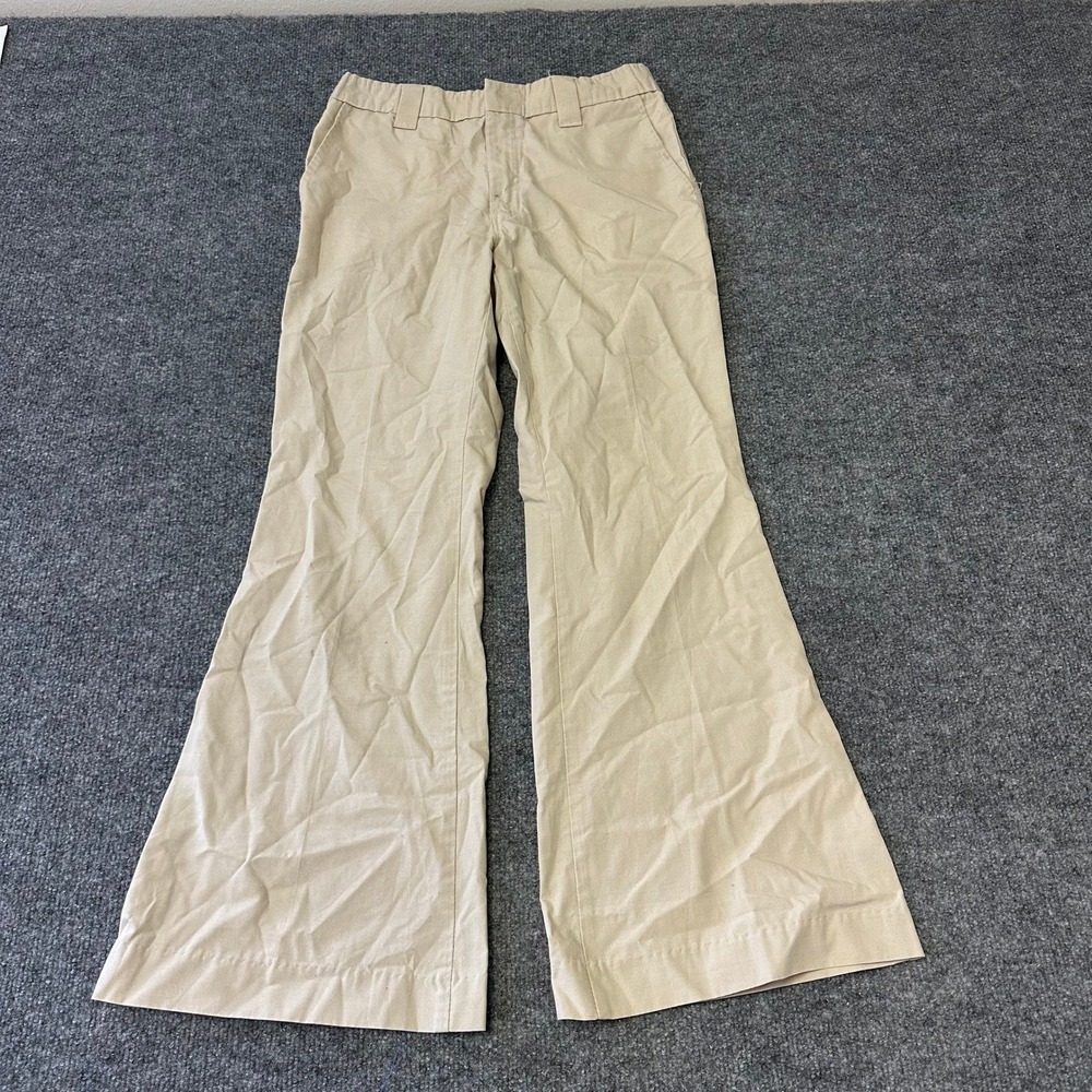 Unbranded Chinos Womens Size 26 Beige Flare Leg Casual Flat Front Khaki Pants